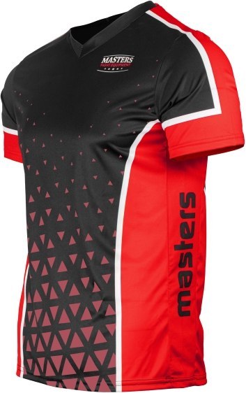 Koszulka V-neck do point-fightingu MASTERS "COMBAT JUNIOR" czarno-czerwona (WAKO APPROVED)
