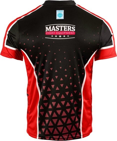 Koszulka V-neck do point-fightingu MASTERS "COMBAT JUNIOR" czarno-czerwona (WAKO APPROVED)