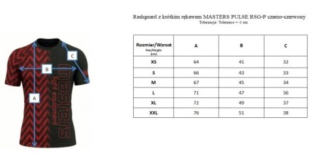 Rashguard z krótkim rękawem MASTERS PULSE RSG-P czarno-czerwony